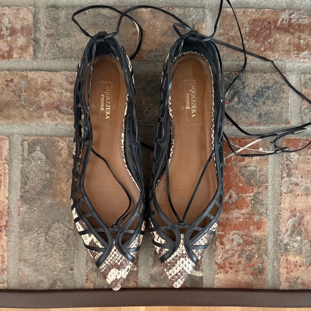 Aquazzura Christy Lace-Up Flats